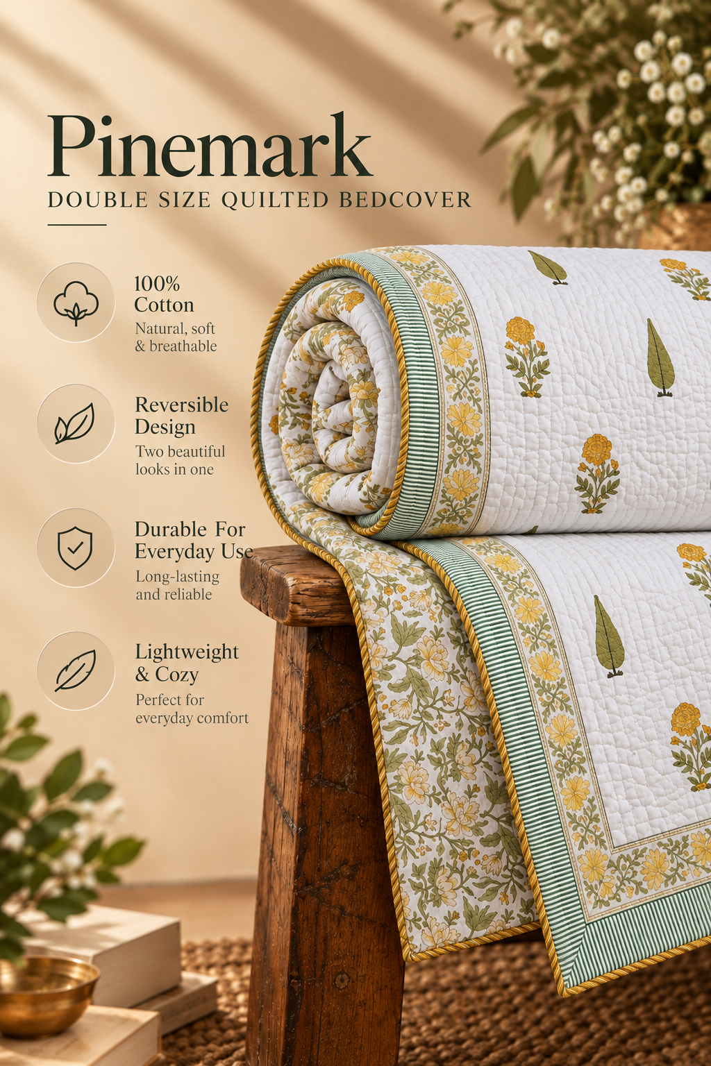 Pinemark Quilted Bedcover Set