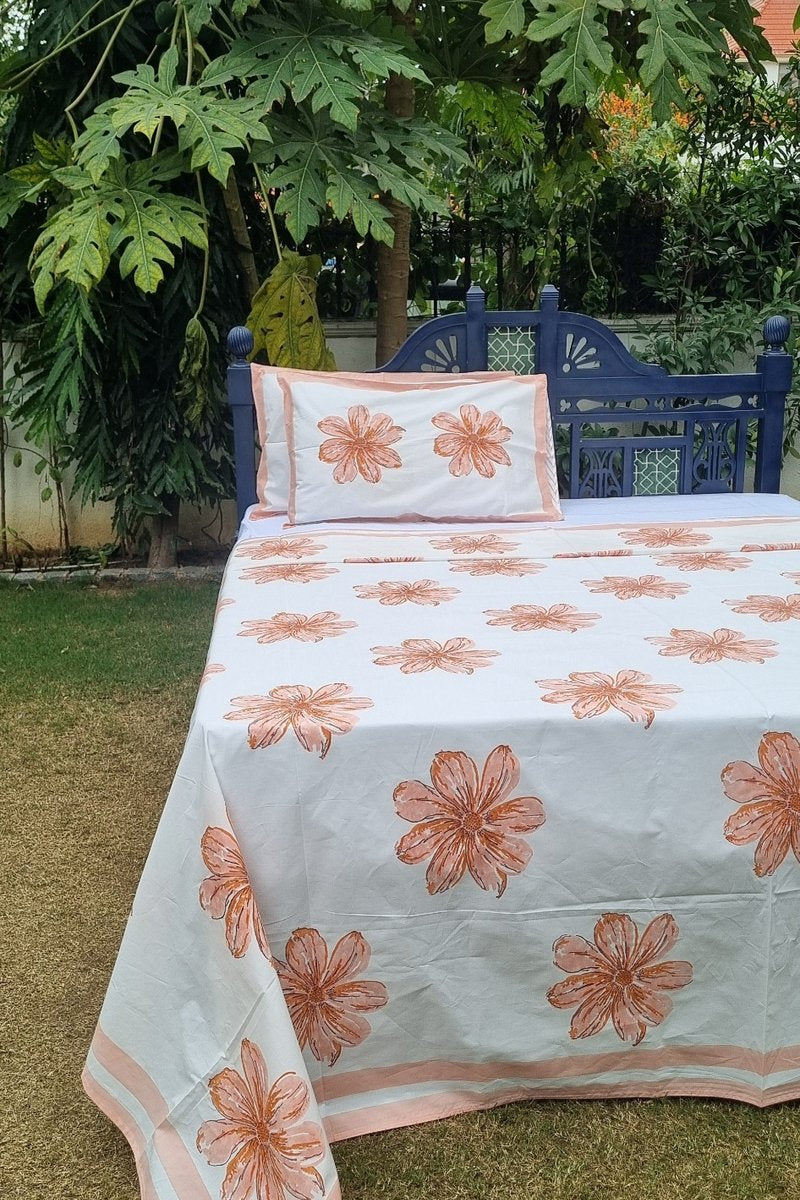 Blossom Block Print Bedsheet Set
