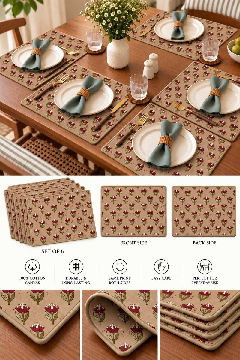 Champak Flora Reversible Placemat (Set of 6)