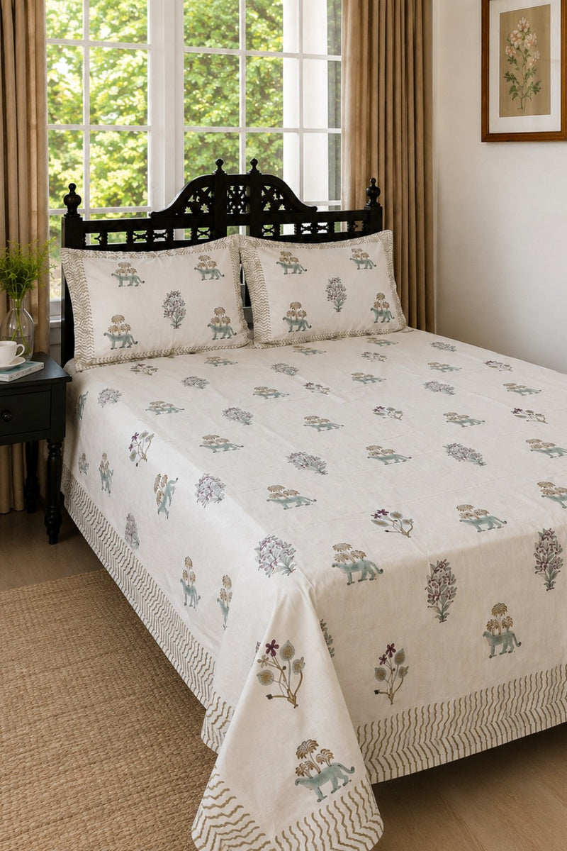 Floral Block Print Bedsheet