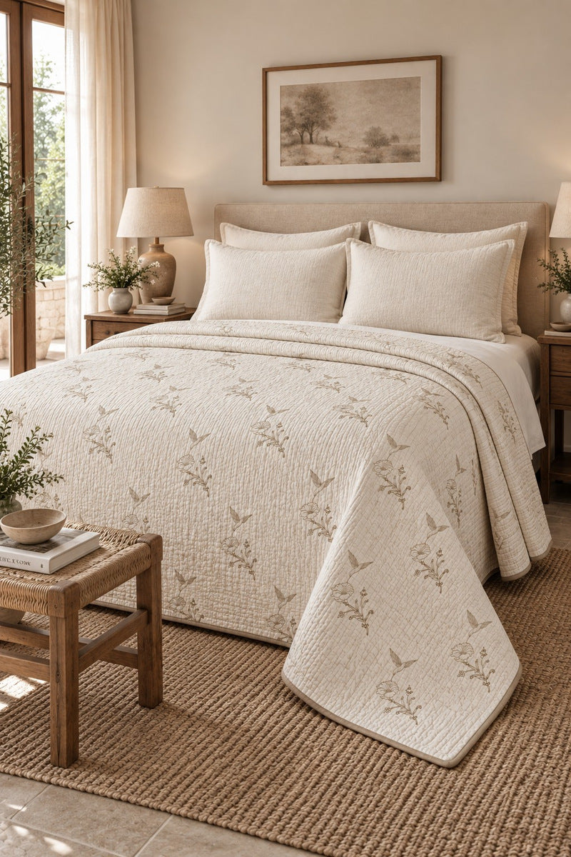 Hummingbirds Print Luxury Quilt