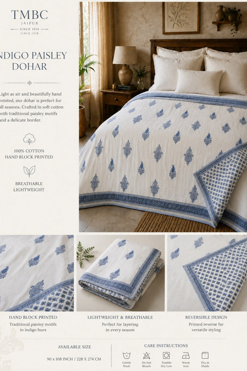 Indigo Paisley Dohar