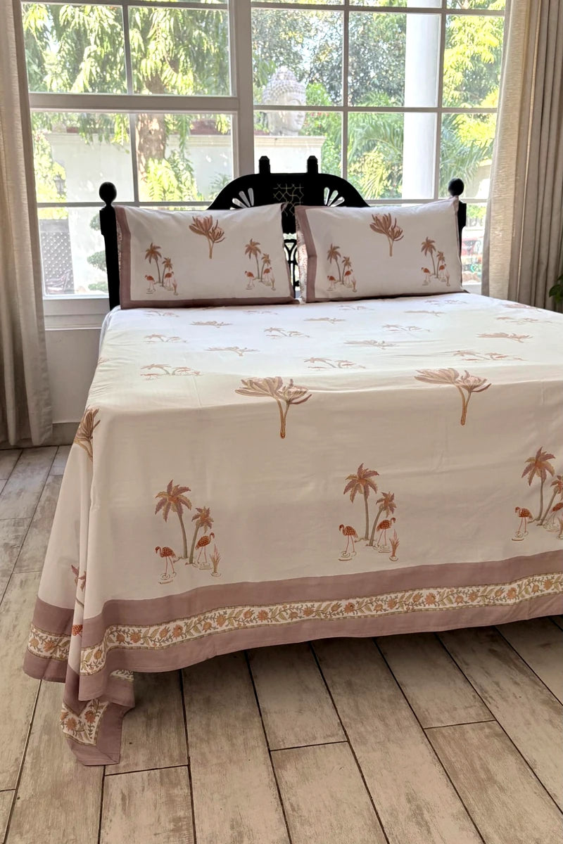 Palm Isle Block Print Bedsheet Set