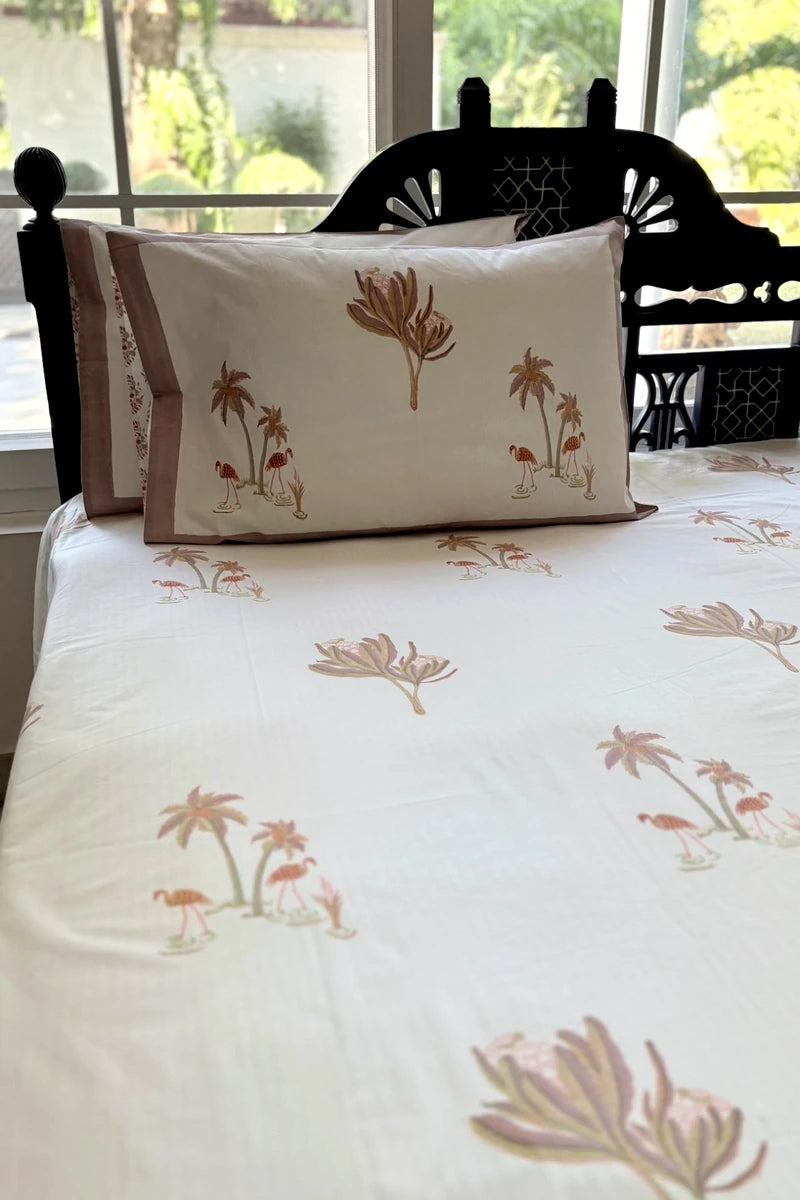 Palm Isle Block Print Bedsheet Set