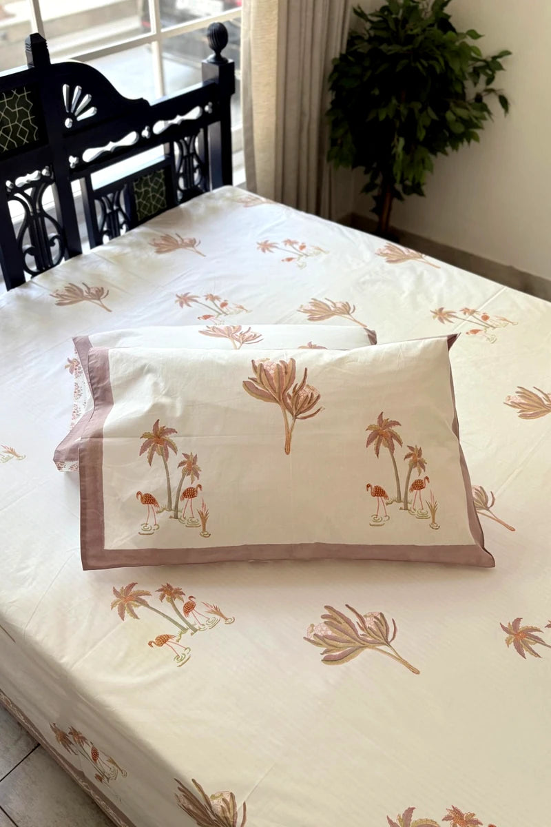 Palm Isle Block Print Bedsheet Set