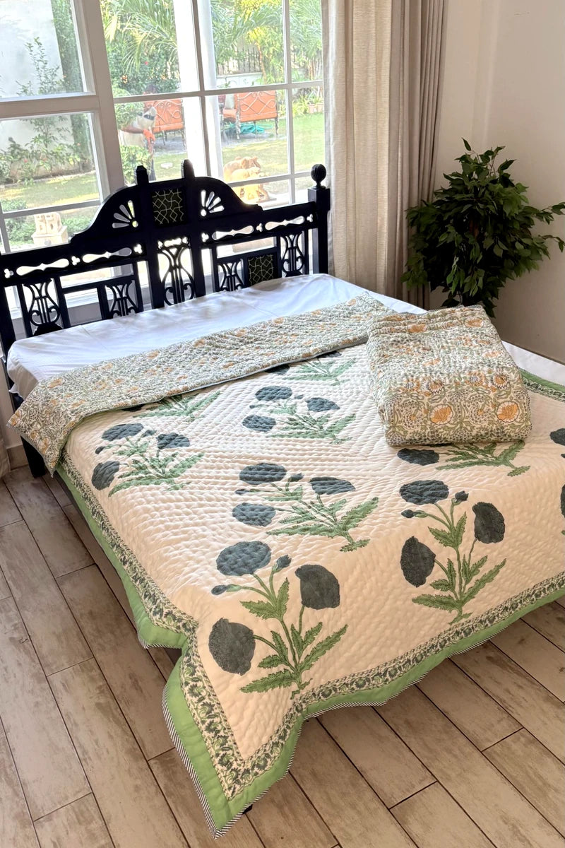 Poppy Block Print Quilt (Set of 2)