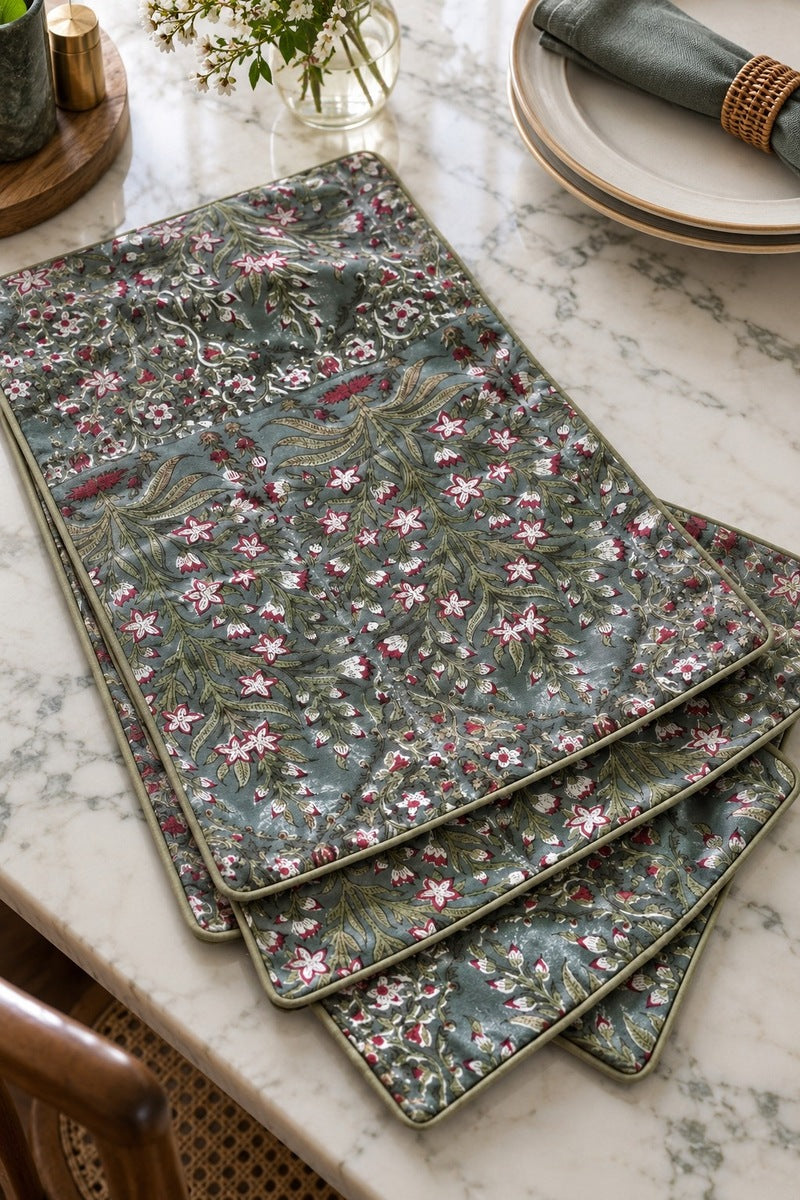 Raj Mahal Floral Reversible Place Mats (Set of 6)