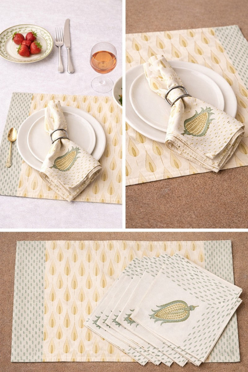Dining table linen block print