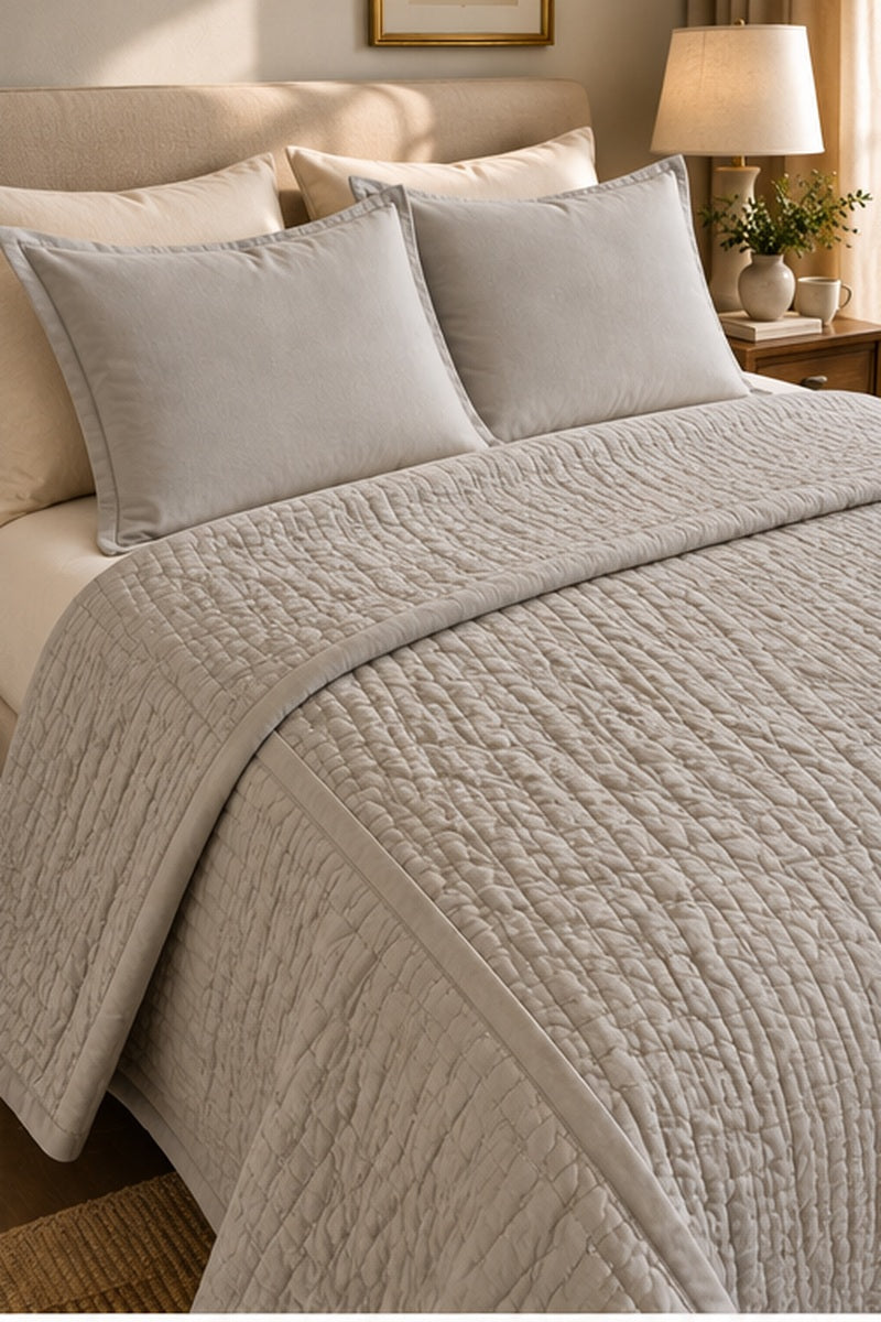 Solid Lux Grey Quilt Set