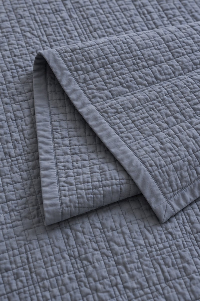Solid Lux Slate Blue Quilt Set