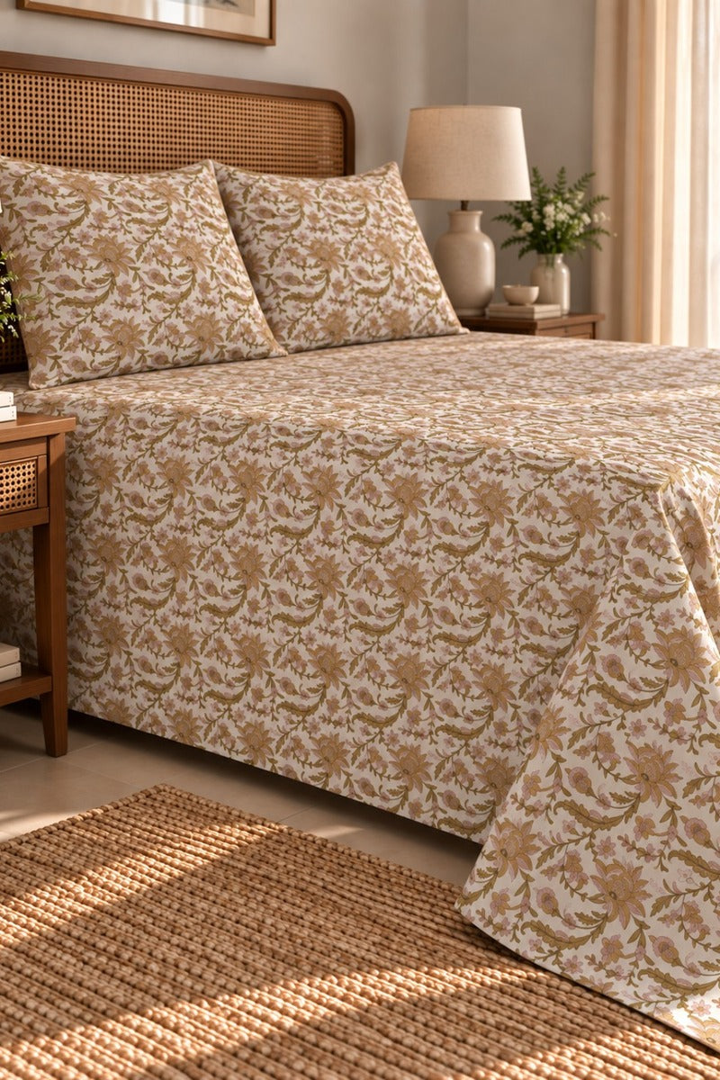 Sunderban Flora Bedsheet Set