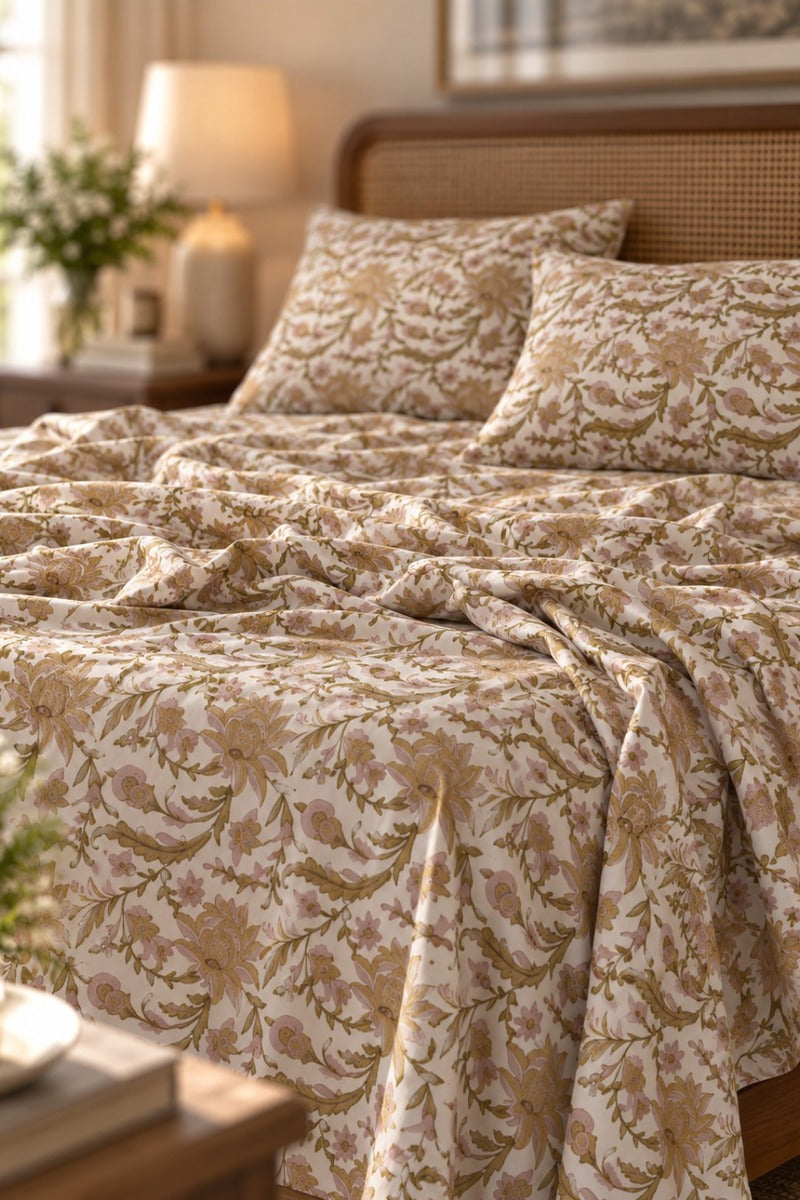 Sunderban Flora Bedsheet Set