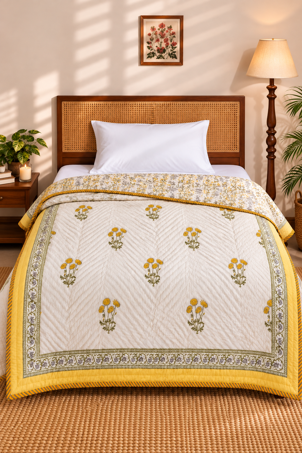 Yellow Print Quilt (Set of 2)