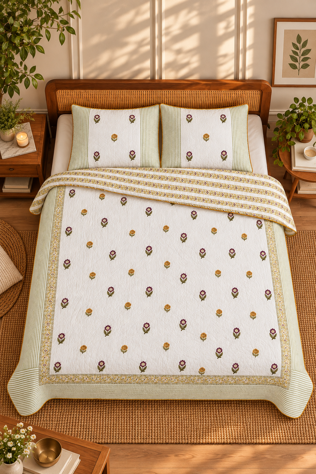 Sunflower Quilted Bedcover Set