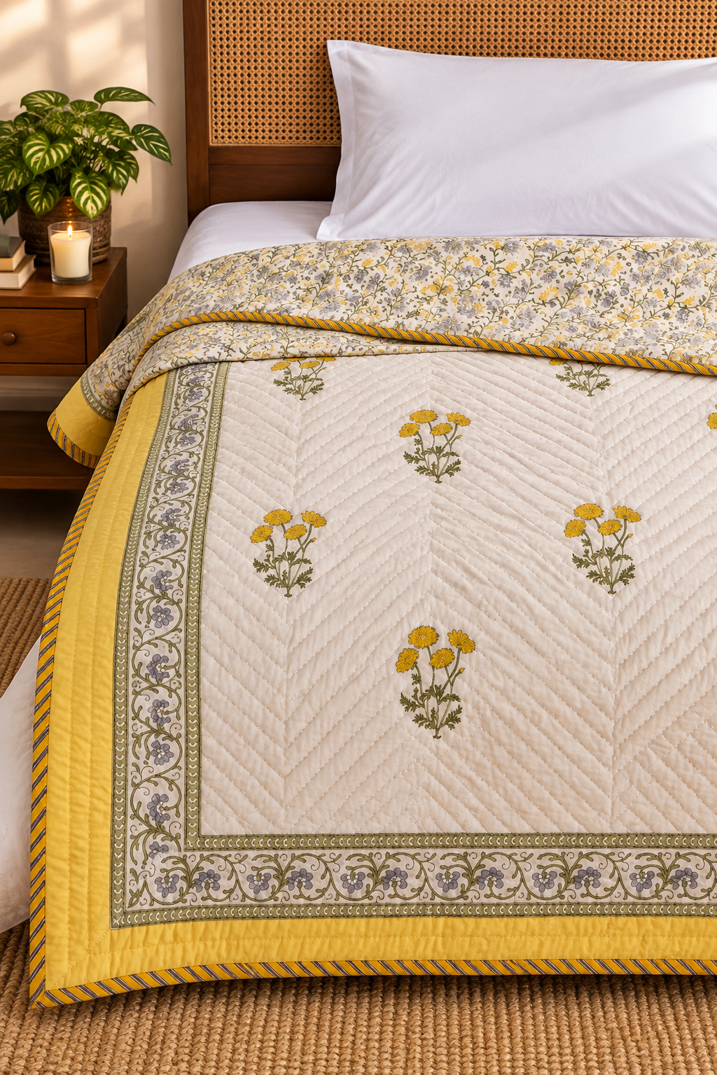 Yellow Print Quilt (Set of 2)
