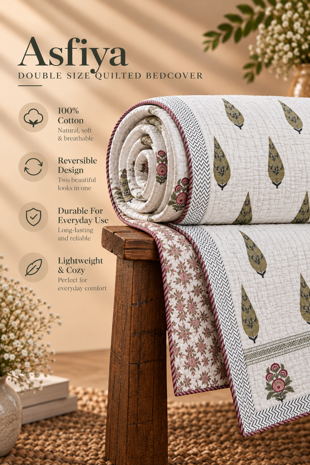 Asfiya Quilted Bedcover Set