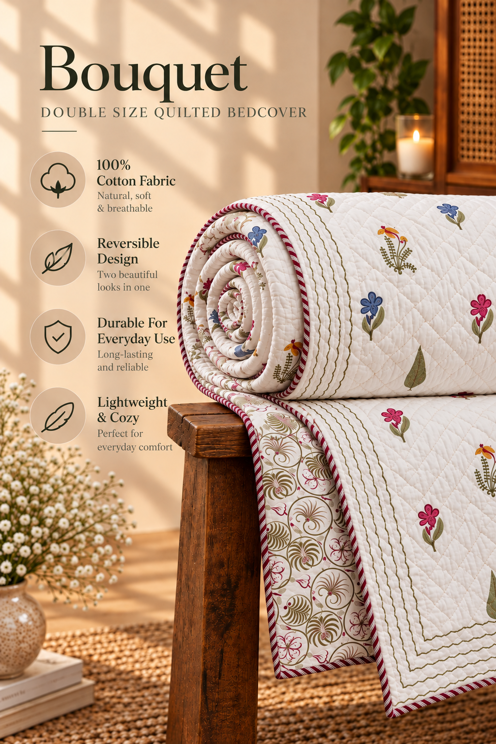 Bouquet Quilted Bedcover Set