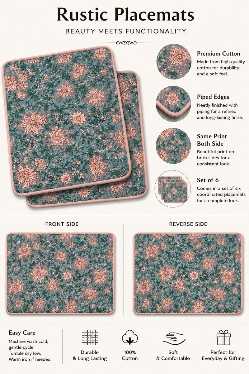 Arkan Floral Reversible Placemat (Set of 6)