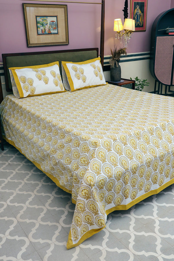 Daffodil Block Print Bedsheet Set