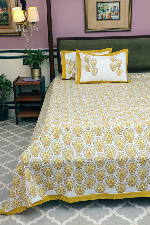 Daffodil Block Print Bedsheet Set