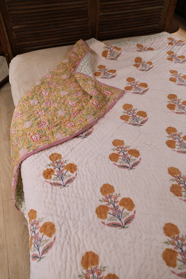 Hanya Poppy Block Print Quilt