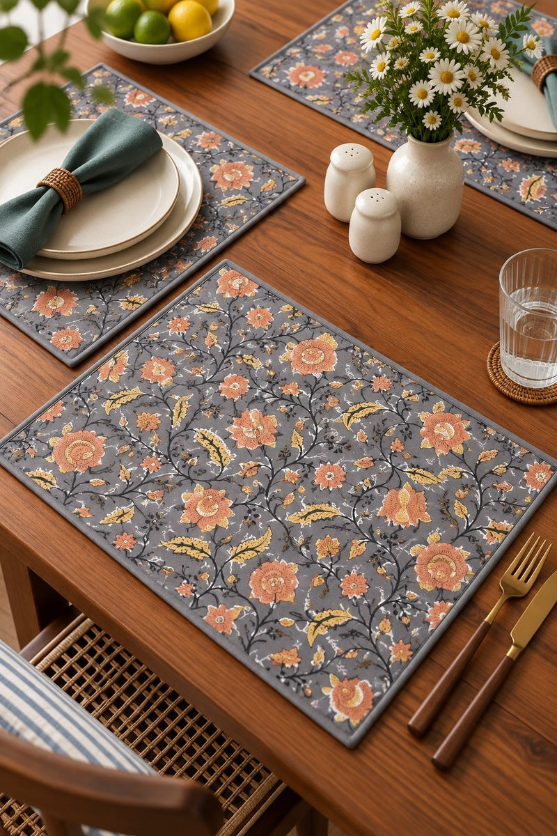 Honar Floral Reversible Placemats (Set of 6)