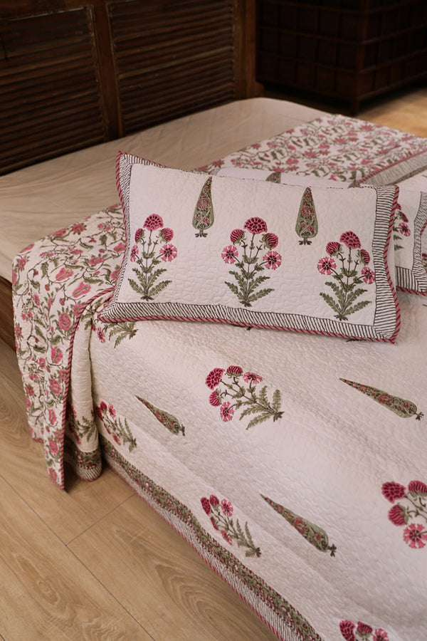 Pine Bagh Block Print Quilted Bedspread Set