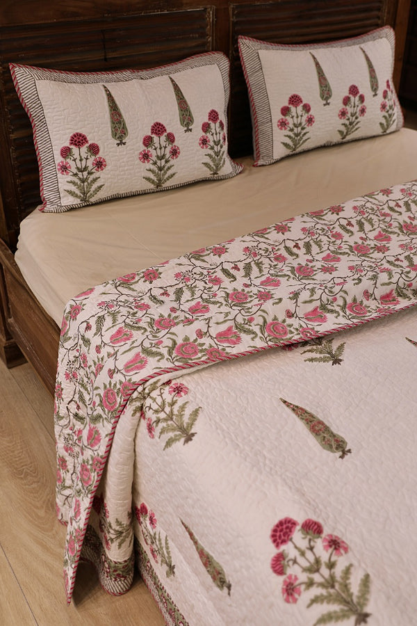 Pine Bagh Block Print Quilted Bedspread Set