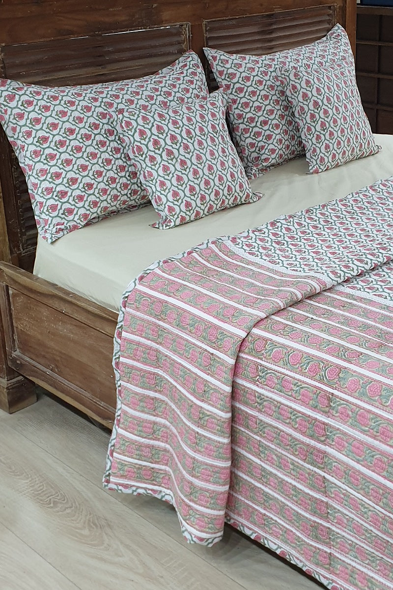 Ashiyana Block Print Quilted Bedspread Set