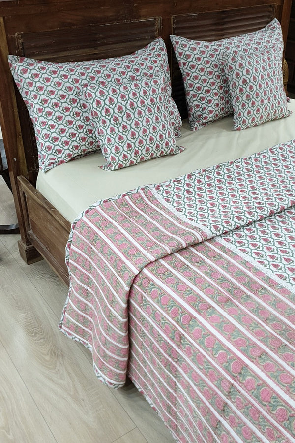 Ashiyana Block Print Quilted Bedspread Set