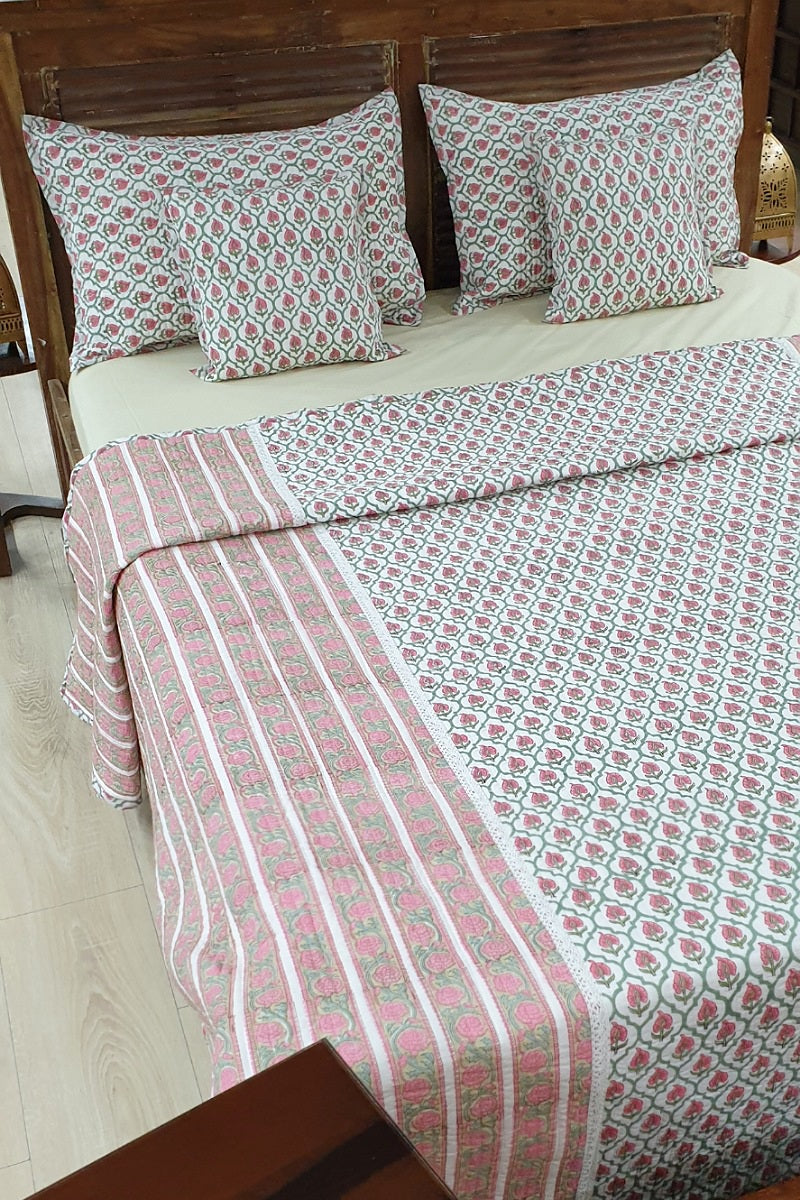 Ashiyana Block Print Quilted Bedspread Set