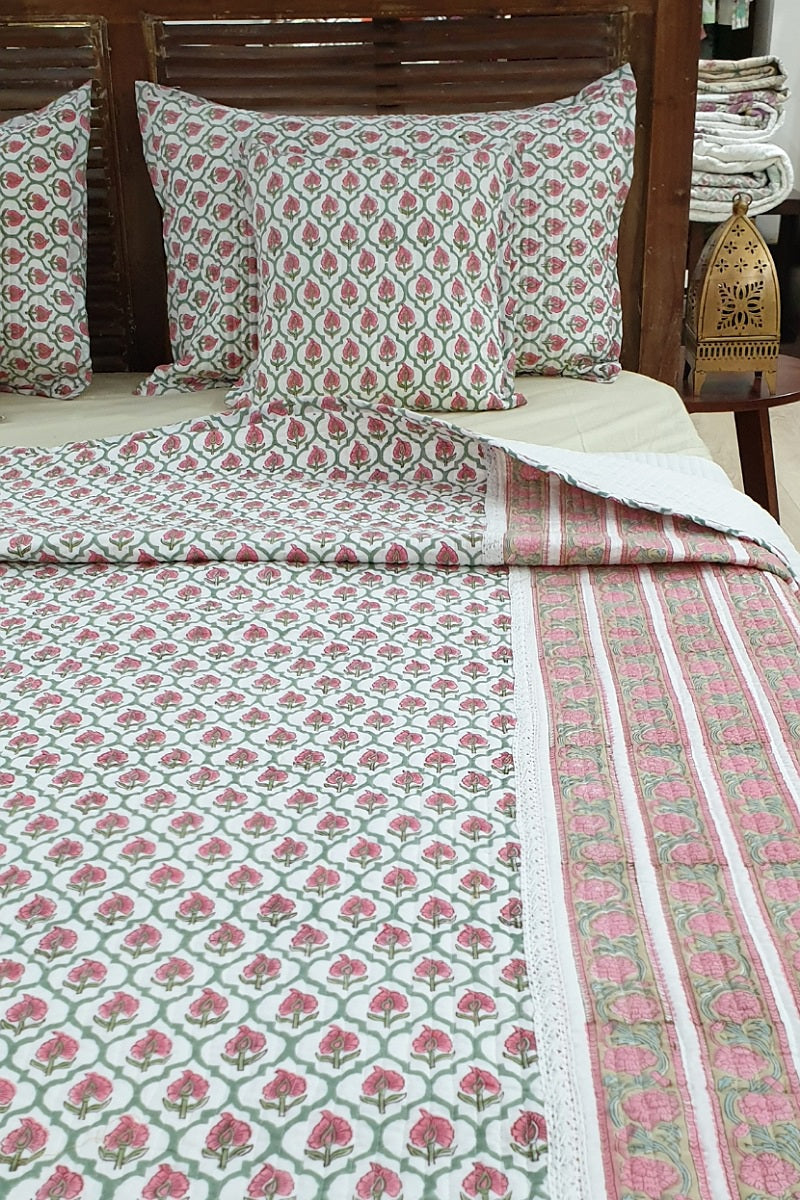 Ashiyana Block Print Quilted Bedspread Set