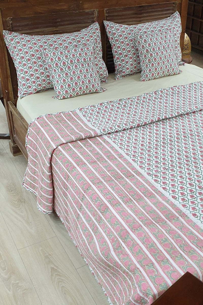 Ashiyana Block Print Quilted Bedspread Set