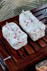 Bijnore Block Print Vanity Pouch Kit (Set of 2)