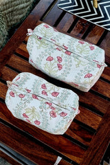 Bijnore Block Print Vanity Pouch Kit (Set of 2)