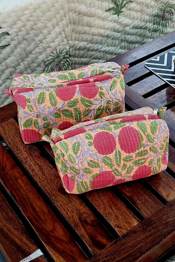 Yuvna Block Print Vanity Pouch Kit (Set of 2)