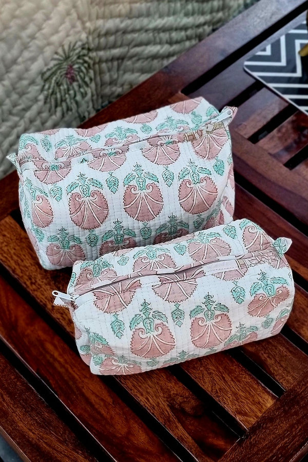 Mani Block Print Vanity Pouch Kit (Set of 2)