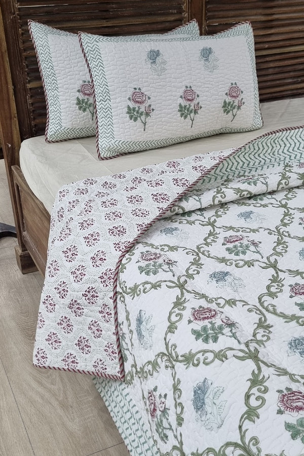 Varda Block Print Quilted Bedspread Set