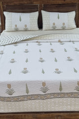 Lotus Bagh Block Print Quilted Bedspread Set