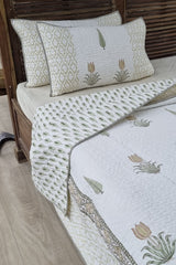 Lotus Bagh Block Print Quilted Bedspread Set