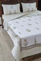 Lotus Bagh Block Print Quilted Bedspread Set