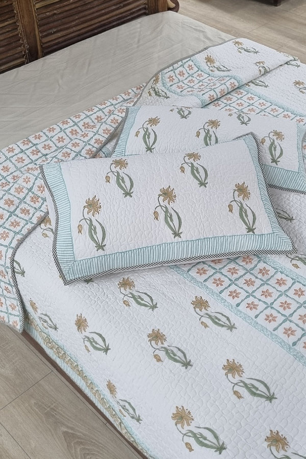 Nitya Block Print Quilted Bedspread Set