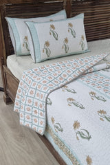 Nitya Block Print Quilted Bedspread Set