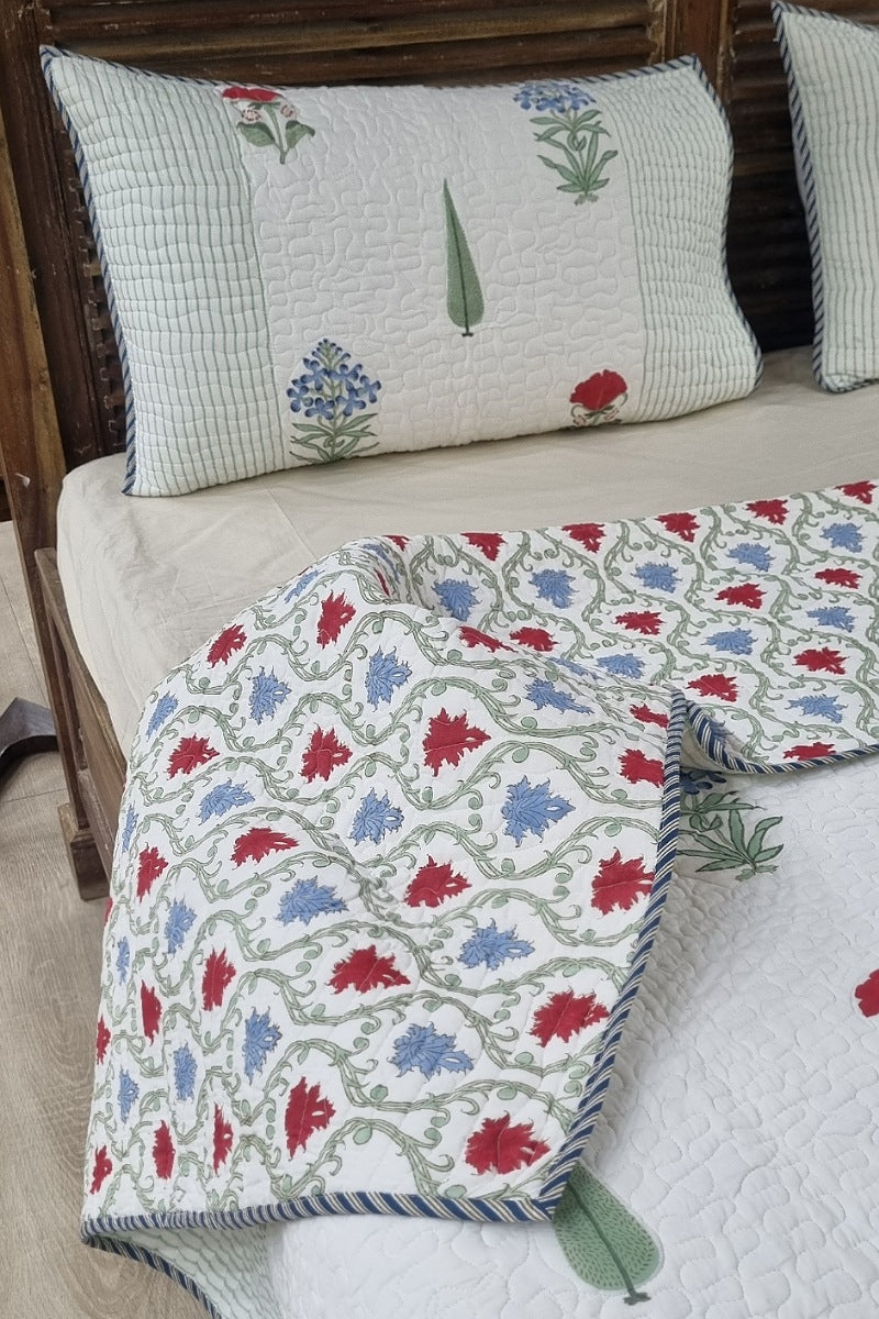 Jalan Bagh Block Print Quilted Bedspread Set