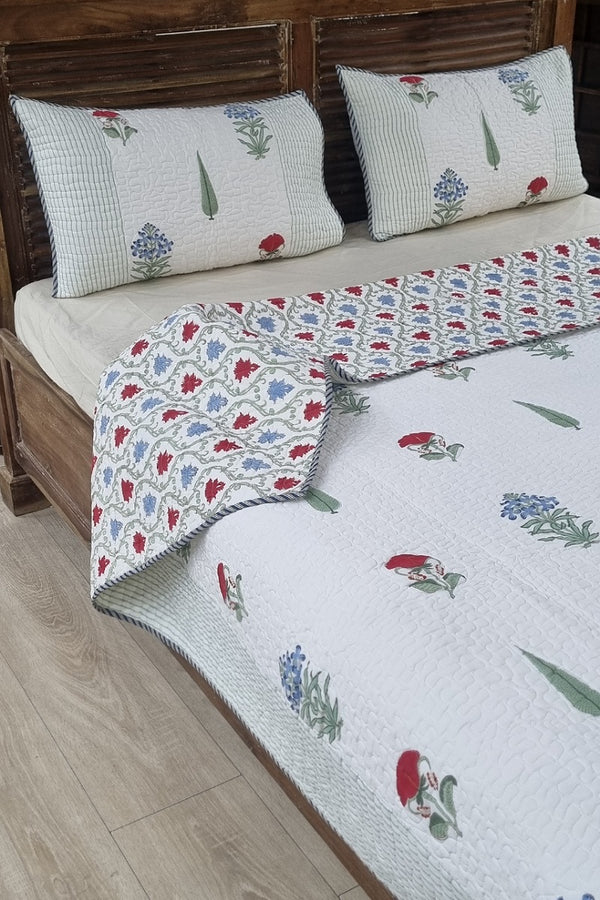 Jalan Bagh Block Print Quilted Bedspread Set