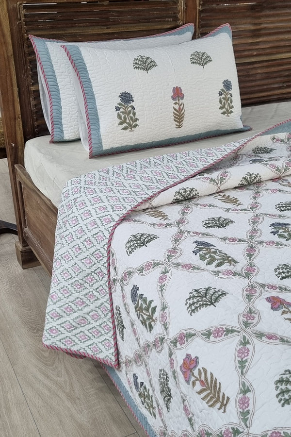 Laroi Block Print Quilted Bedspread Set