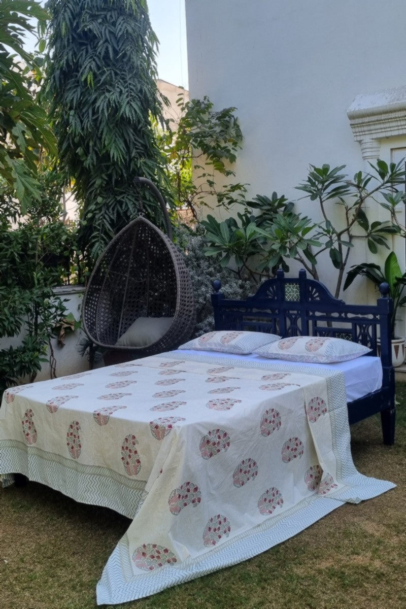 Block Print Bedsheet with 2 pillow case
