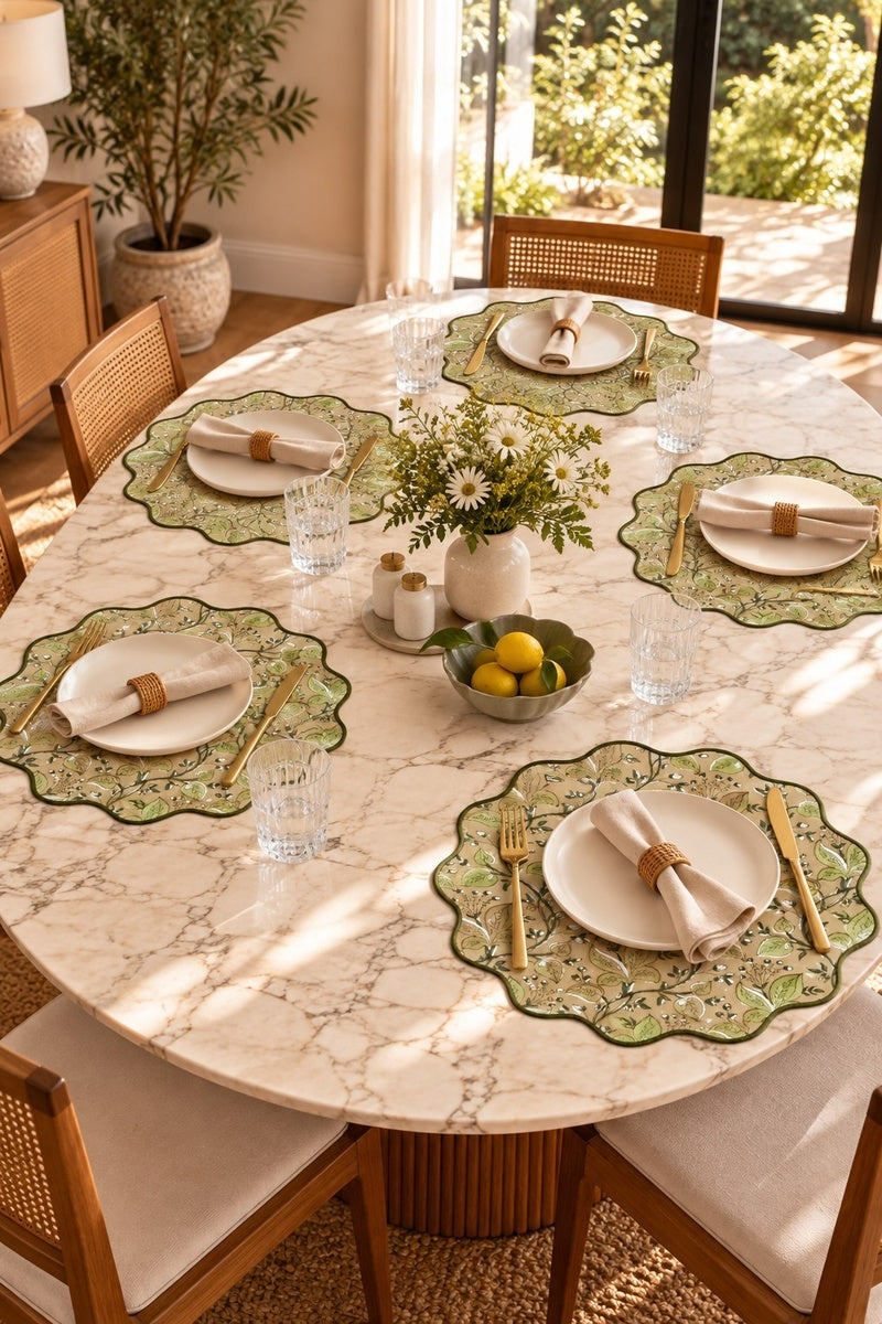 Leafy Scallop Placemats (Set of 6)
