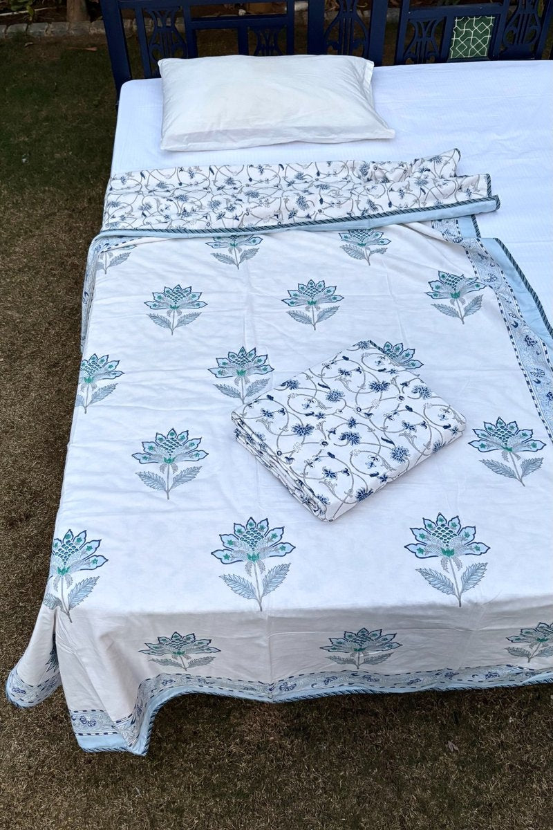 Lotus Block Print Dohar (Set of 2)