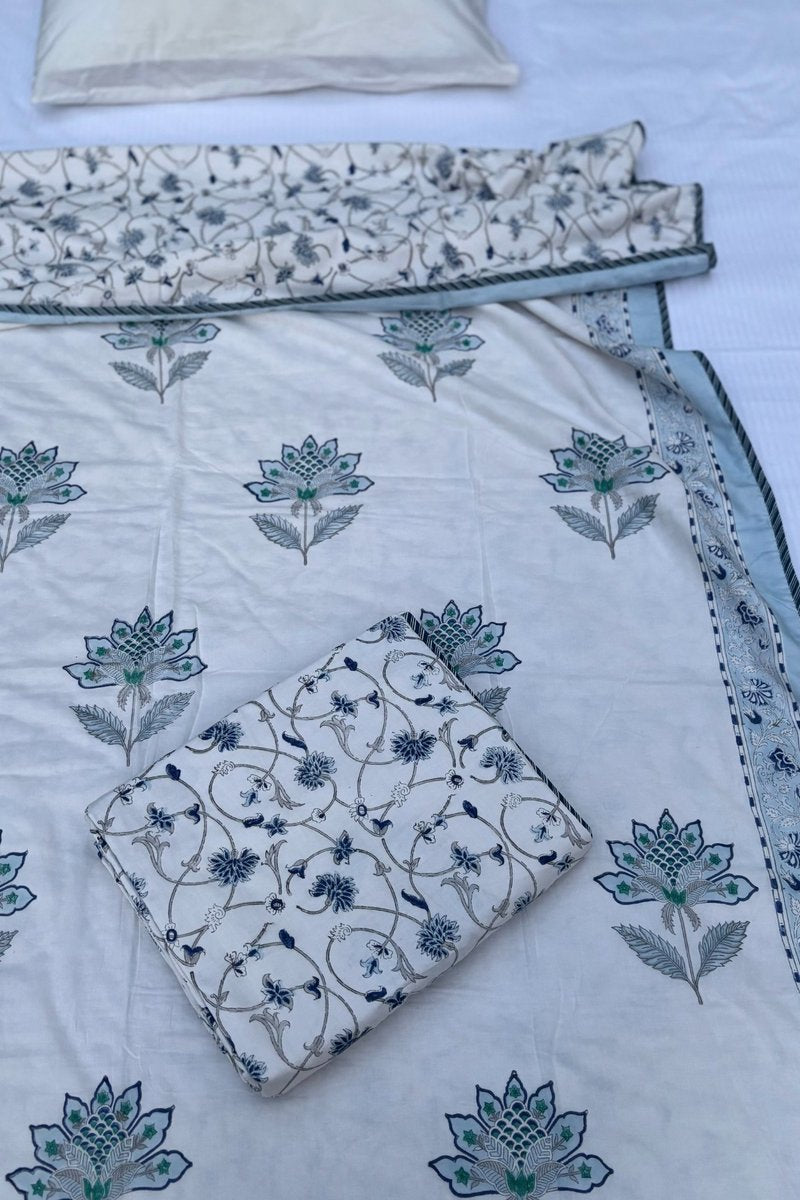 Lotus Block Print Dohar (Set of 2)